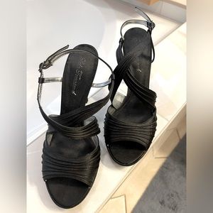 Black satin dress heels